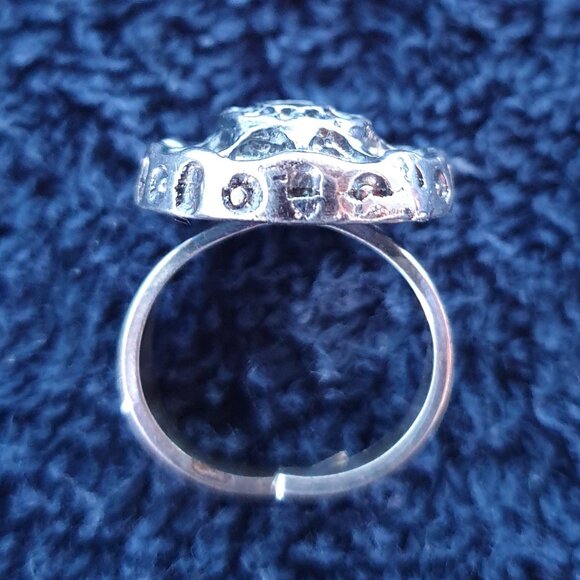 🌼 One-of-a-Kind Vintage Scandinavian Silver Floral Adjustable Statement Ring 🌼 - Picture 10 of 15